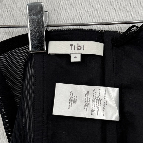 TIBI Glen Plaid Wool Corset Belt Womens 4 Gray Black Sheer Zipper Accessory - Picture 11 of 14